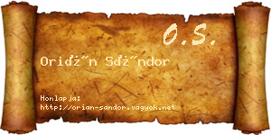 Orián Sándor névjegykártya